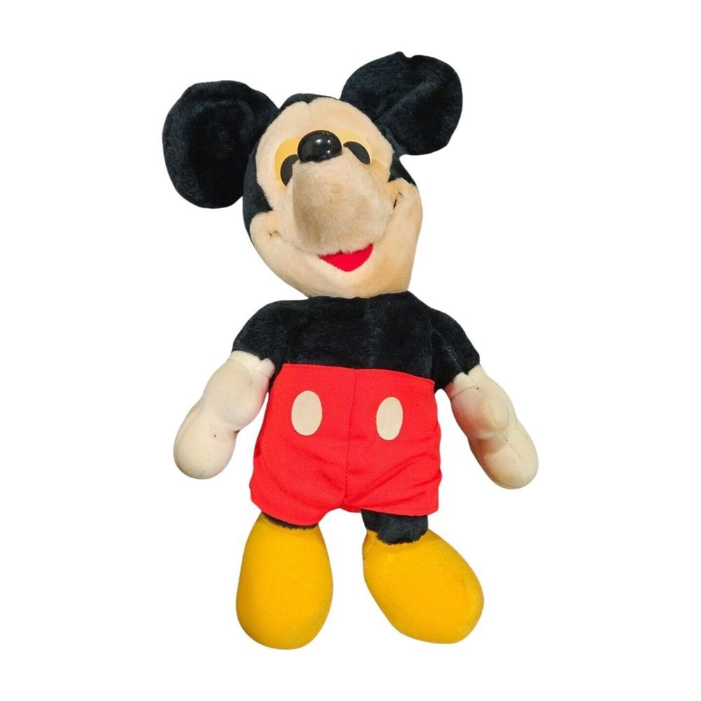 Vintage Mickey Mouse 16" Plush Stuffed Doll Disney Hasbro Softies Taiwan‎ 1980s